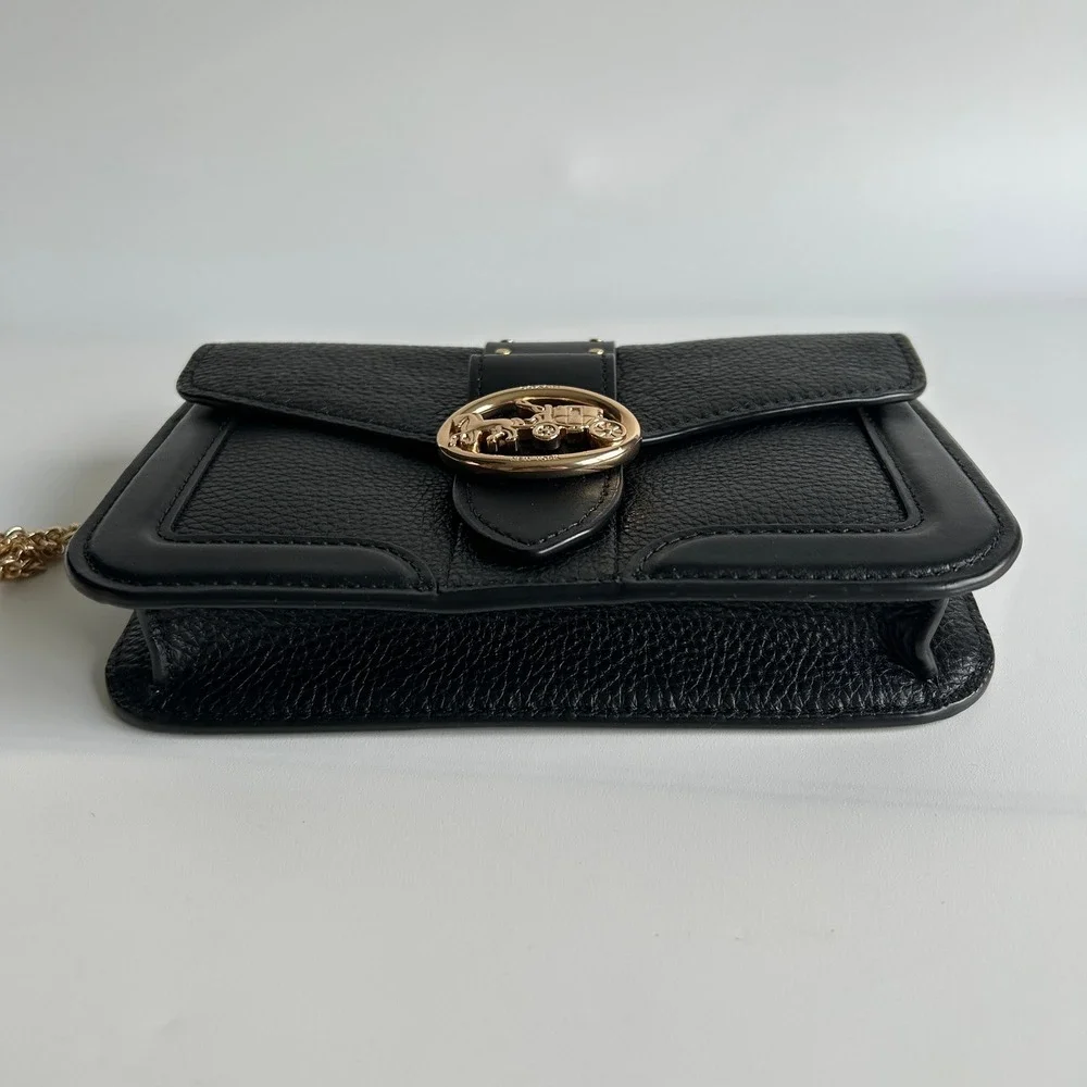 Coach Georgie Crossbody With Rivets Black Pebble Leather Bag 6925